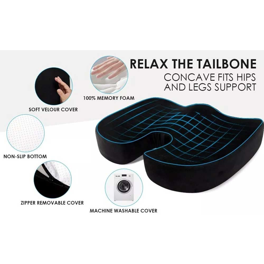 Seat Pillow Coccyx Orthopaedic Back Pain Relief Memory Foam Cushion Practical
